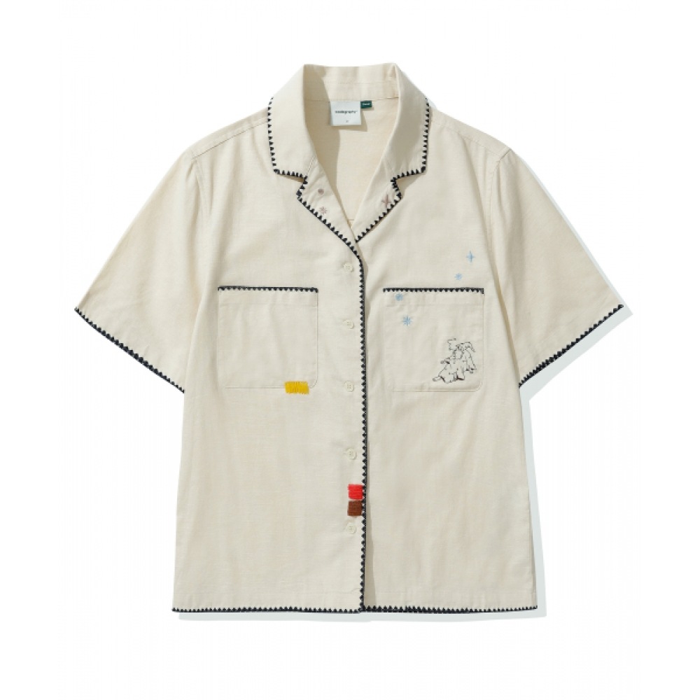 CODEGRAPHY (ウィメンズ) オープンカラー半袖シャツ_アイボリー