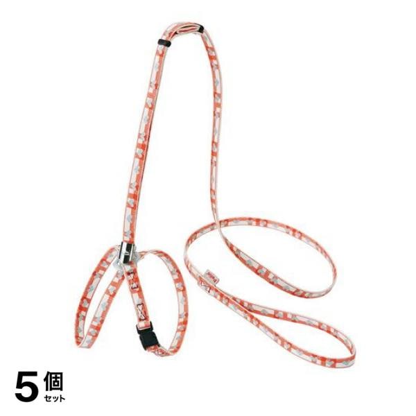 ペティオ 猫用 CAT HARNESS(キャットハーネス) チェックハーネスリード レッド 1本入 (W55952) 5個セット
