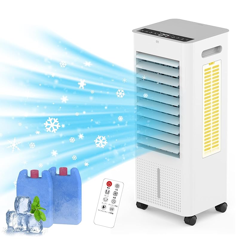 即納：冷風扇 冷風機 強力 人気 冷風扇風機 8L大容量【3方向で吸水し冷感UP】扇風機 上部給水 上下左右首振り 工事不要スポットクーラー 氷入れ 送風・冷却・加湿・浄化 冷房 3段階風量 タッチパ