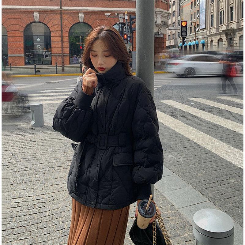 中綿ジャケットレディースダウンコートショート丈暖かlい厚ベルト付き防風防寒アウター軽量カジュアル可愛い冬