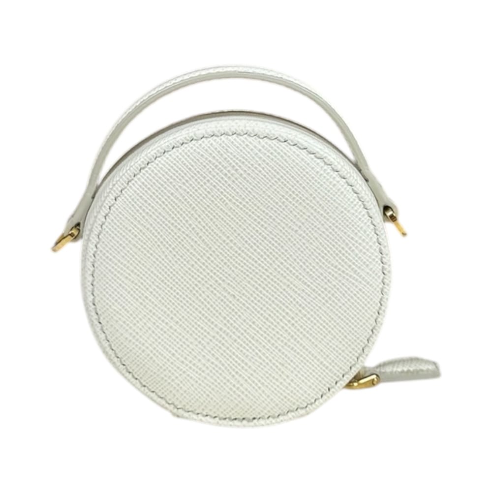 プラダ トライアングルミニポーチ サフィアーノ ショルダーバッグ レザー 1NR023 ホワイト PRADA 中古