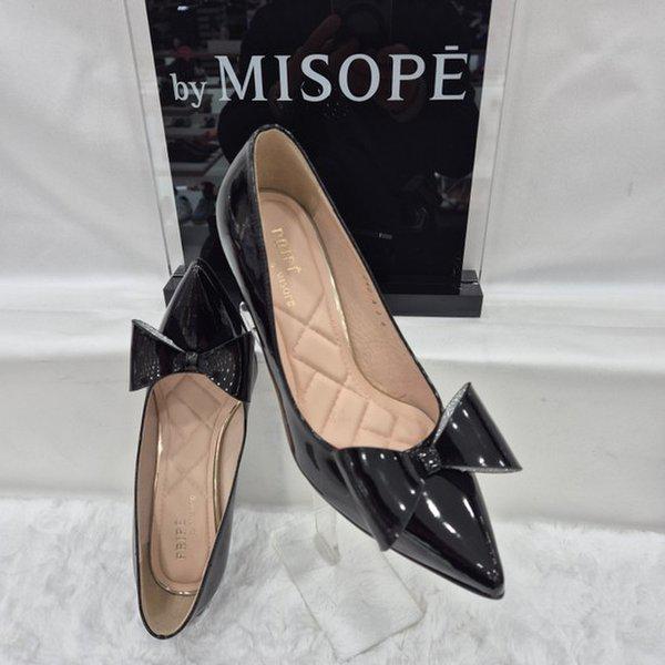 By 女性 リボン飾り パンプス 112HT431SS007 BLACK 3 JJ