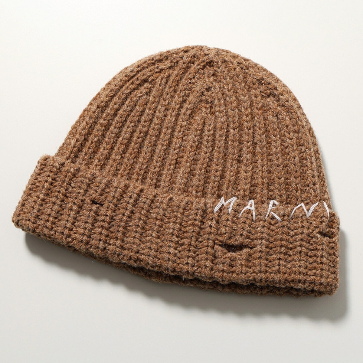 MARNI マルニ ニット帽 CLZC0111A0 UFW310 レディース リブニット ビーニー ウール ロゴ ステッチ ダメージ加工 ニットキャップ 帽子 カラー3色
