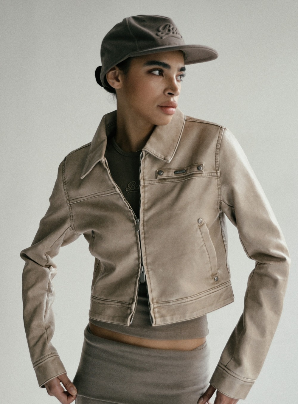 【BADBLOOD】 WASHED LEATHER HARRINGTON JACKET : CREAM