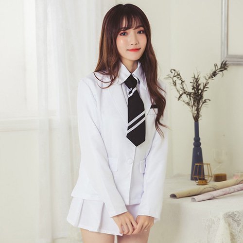 903コスプレ コスチューム 学制服風 クール しっかり ミニ丈 ホワイト フリーサイズ GRAXIA グラシア