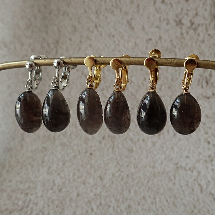 【日本製】金属アレルギー対応 ブラックルチル イヤリング ドロップ ステンレス ネジバネ式 日本製 7,260円