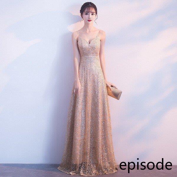 2021春パーティードレス セクシーV襟 姫系 ホルターネック 露背 花嫁ロングドレス お呼ばれ 結婚式 誕生日 ロング丈 二次会 エレガント 演奏会 挙式hs4818