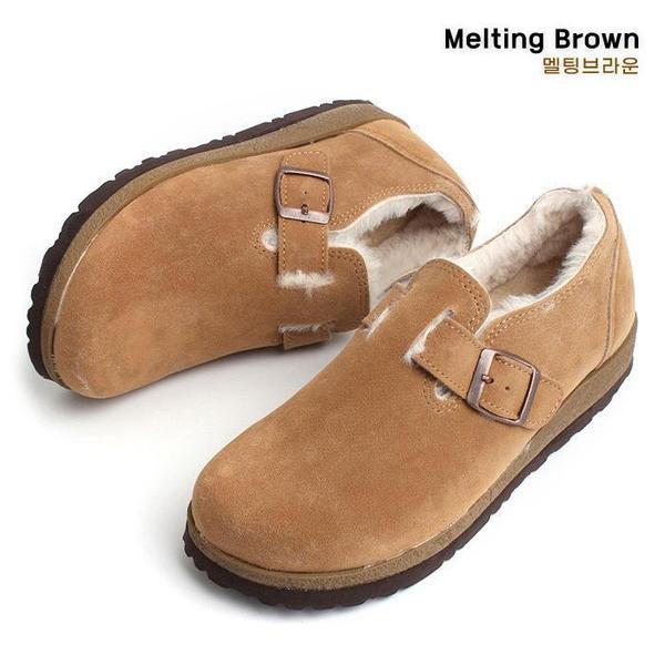 女性用ファーシューズ 女性用 冬 スエード フラットシューズ