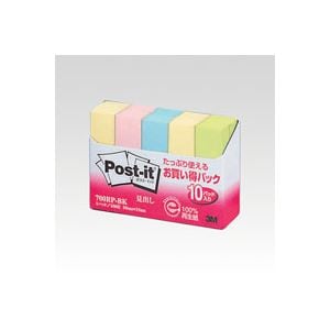 （まとめ） 住友スリーエム ポストイット(R) 10個入り 横15×縦50mm 700RP-BK 混色 10個入 (×10セット)