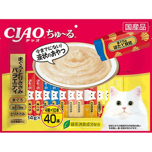 （まとめ買い）CIAO ちゅる まぐろ/とりささみバラエティ 14gx40本 猫用おやつ [x3]