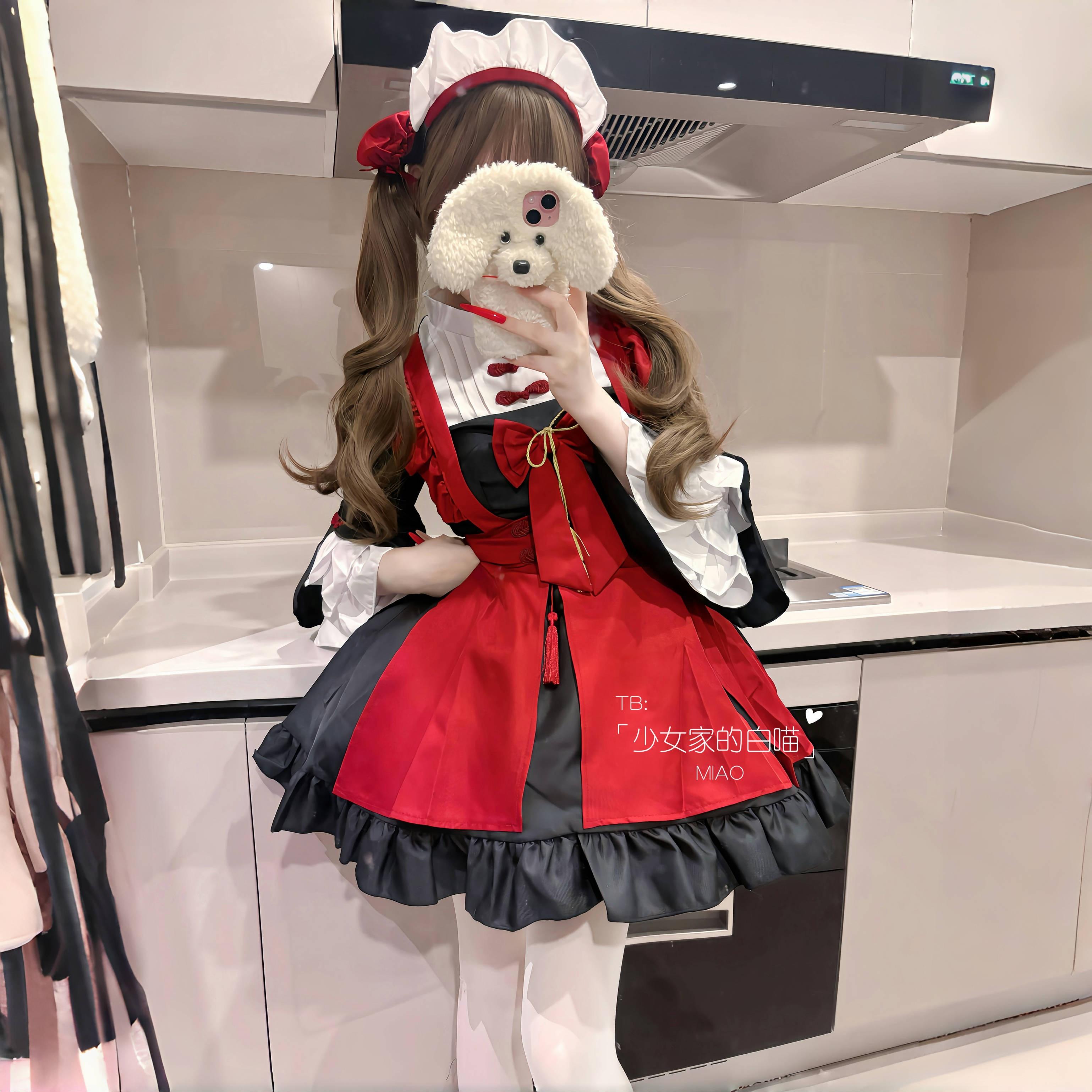 mia:風メイド服 可愛い ランタンフェスティバル 長袖 ロリータ ロリータ クリスマスドレス