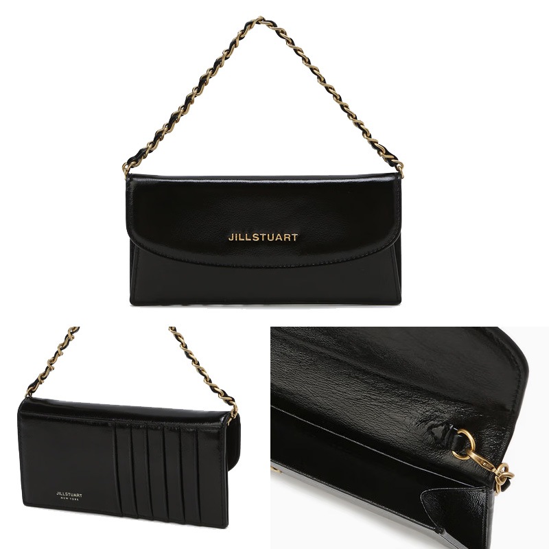 [ココ] [チェーン脱着]ブラックロゴポイント牛革長財布/クラッチバッグ互換/天然牛革 JAWA4E520BK