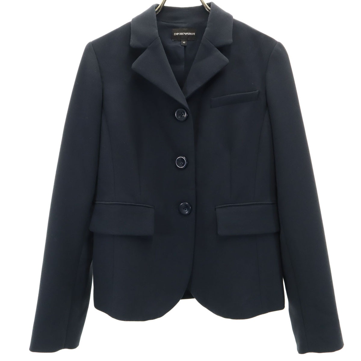 長袖 ジャケット 40 ネイビー系 レディース 古着