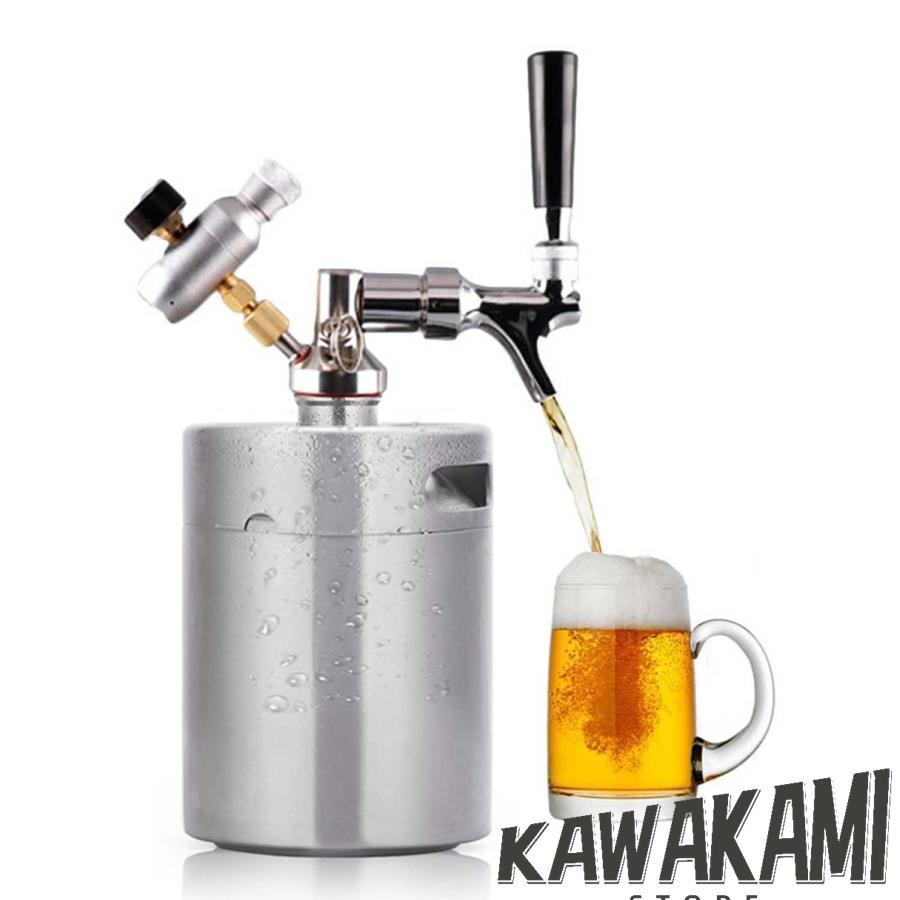 ビールサーバー ビールディスペンサー ミニCO2レギュレーター付き 小型 軽量 頑丈 ステンレス鋼 ビール樽 耐久性 持ち運び便利 使い簡単 ホーム発酵醸造ケゲレ