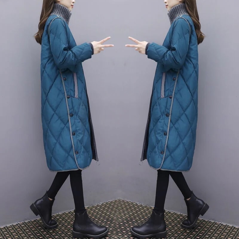 韓国ファッション 中綿コート レディース 秋冬 大きいサイズ ロング丈冬服 防寒 暖かい ゆったり アウター[8カラー]
