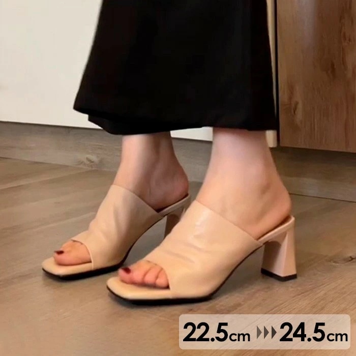 ストレッチ ミュール チャンキーヒール 太ヒール 安定感 サンダル レディース 夏 ベルト 靴 女性 大人 美脚 シューズ シンプル ヒールサンダル スクエアトウ 大きいサイズ mh001n1n1m6