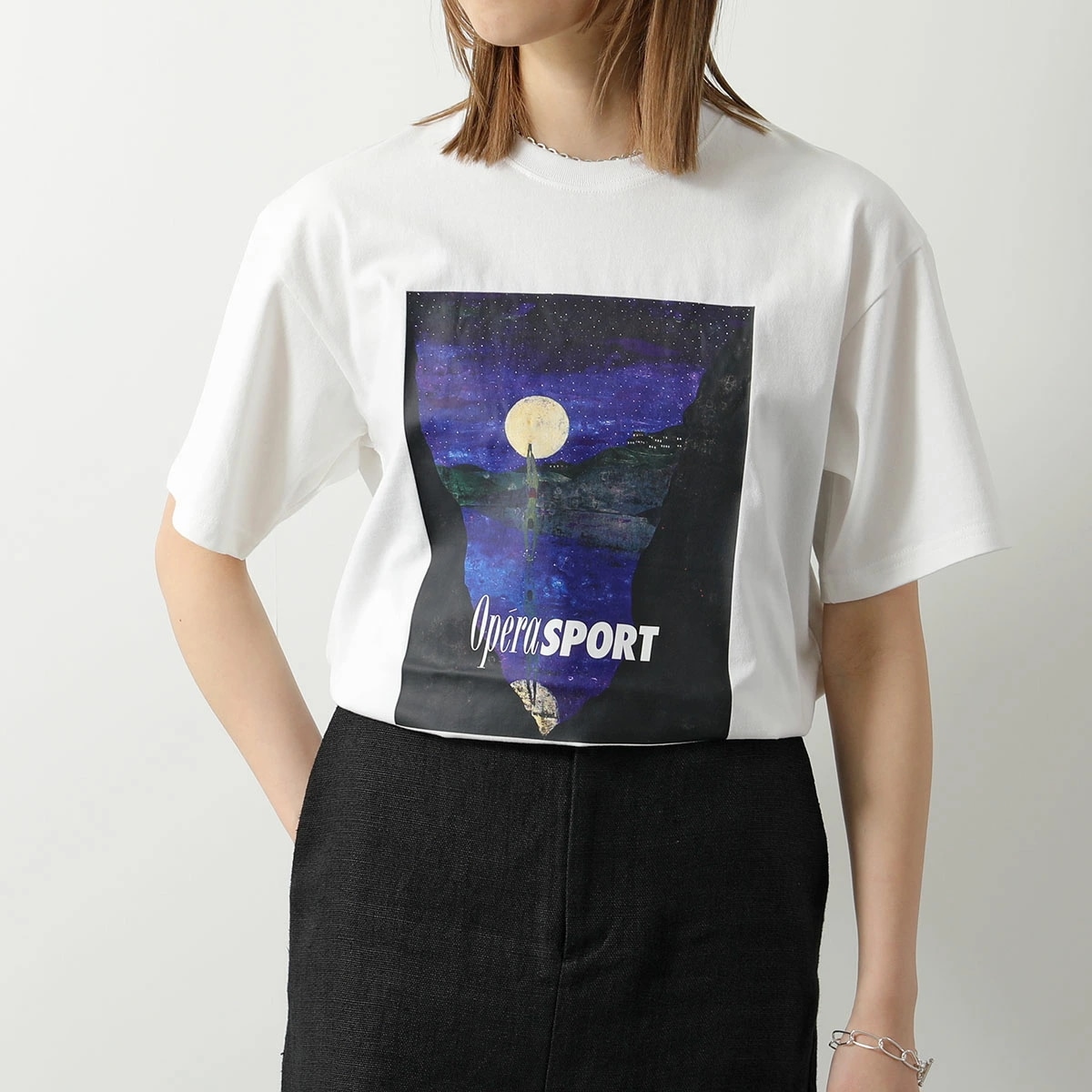 OperaSPORT オペラ スポーツ Tシャツ CLAUDE UNISEX T-SHIRT TAT5 レディース 半袖 カットソー クルーネック ロゴT WHITE