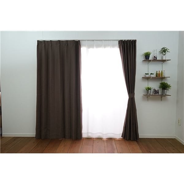 遮光カーテン 幅100cm丈200cm ダークブラウン 1枚入り 遮光2級 タッセル付き 形状記憶加工 セーラ 6,240円