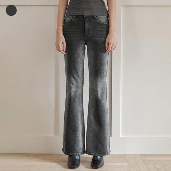 女性ブラシポイントブラックフレアブーツカットOP3D5317