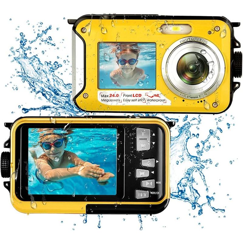 2.7Kデジカメカメラ 防水カメラ子供用防水カメラ防塵 48MP デジタルカメラ スポーツカメラ アクションカメラ 水に浮く ケース不要動画