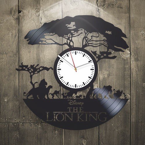 30cm レコード盤壁掛け時計 ライオンキング ディズニー アニメ 映画 人気 エコ インテリア ディスプレイ シルエット 輸入雑貨