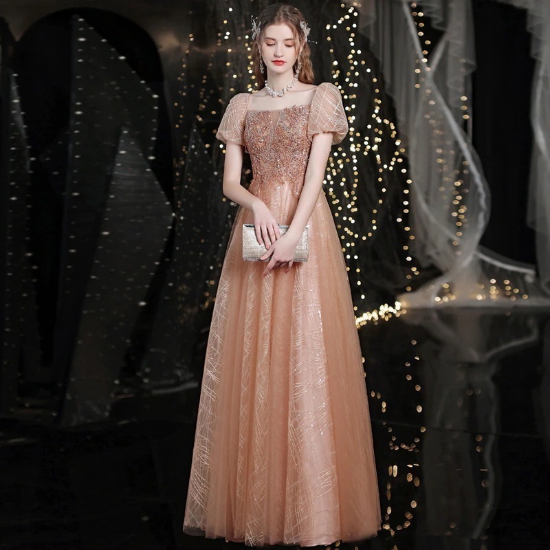 ウェディングドレスロング丈ワンピースドレスプリンセスドレスキラキライブニングドレスAライン花嫁ドレス飲み会結婚式披露宴演奏会用エレガント