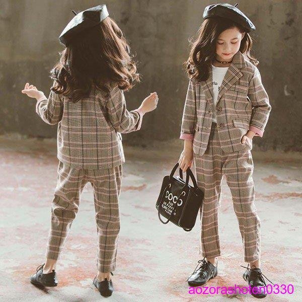 子供スーツ フォーマル 女の子 子供服 セットアップ キッズ おしゃれ 長袖 春秋 2点セット アウ
