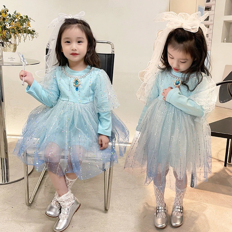 プリンセスドレス春秋女の子ドレスの女王エルサエルサエルサエルサスカート新スタイル 14,073円