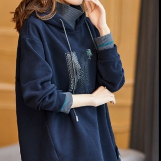 パーカー トップス フーディー カジュアル ネイビー 紺 レギュラー丈 袖あり 長袖 フード