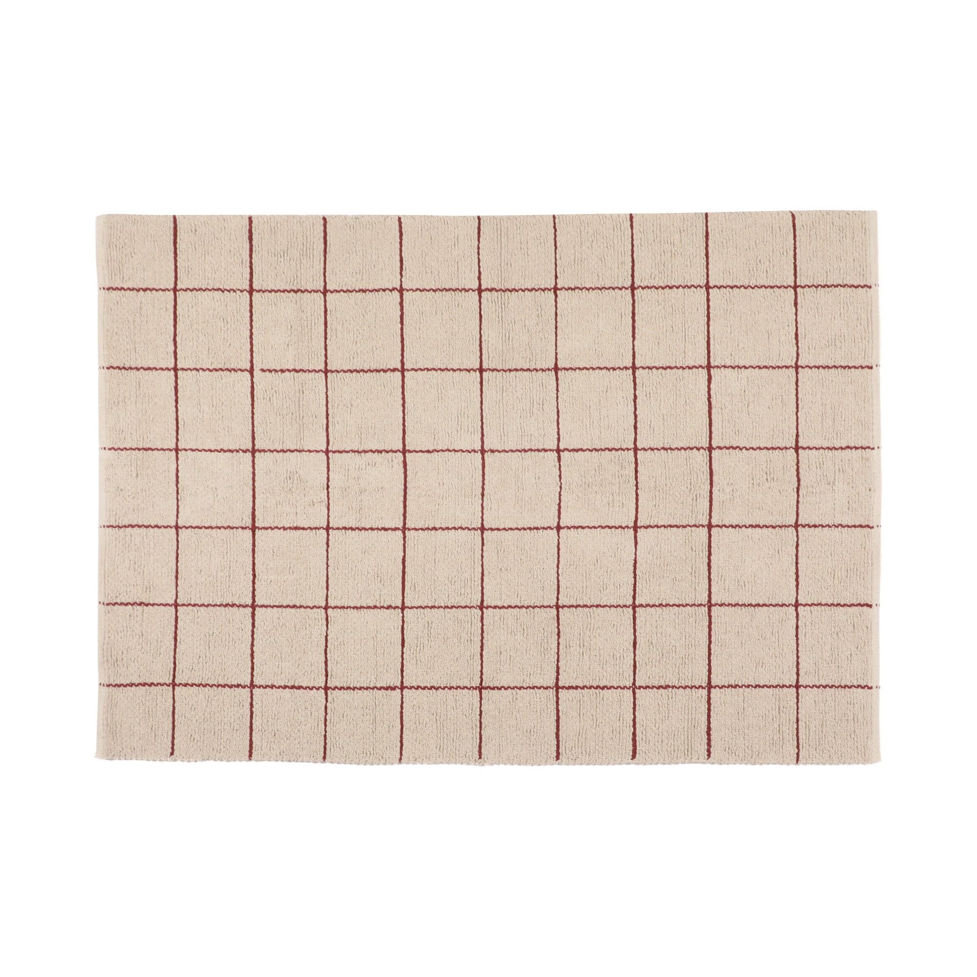 Francfranc フランフラン ブークレ ウィンドウペン コットンラグ M 200cm×140cm ベージュ×レッド 床暖房対応 ホットカーペット対応 こたつ対応 約1.5畳 モダン 絨毯 インテ