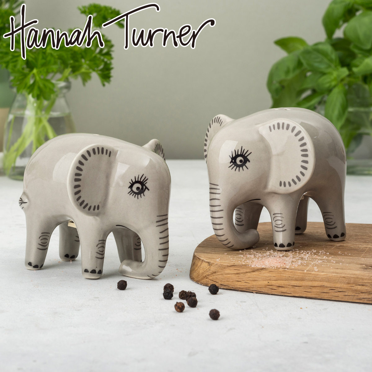 調味料入れ Hannah Turner 塩コショウ入れ ゾウ ハンナターナー 塩こしょう入れ 調味料ケース アニマル 動物 陶器 可愛い おしゃれ ミニ コンパクト 塩 胡椒 ソルト ペッパー