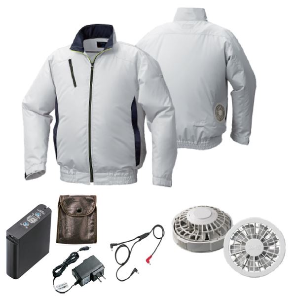 KU92010空調服 ポリ カジュアル FAN2200G/LIPRO2 銀xダーク紺 3L