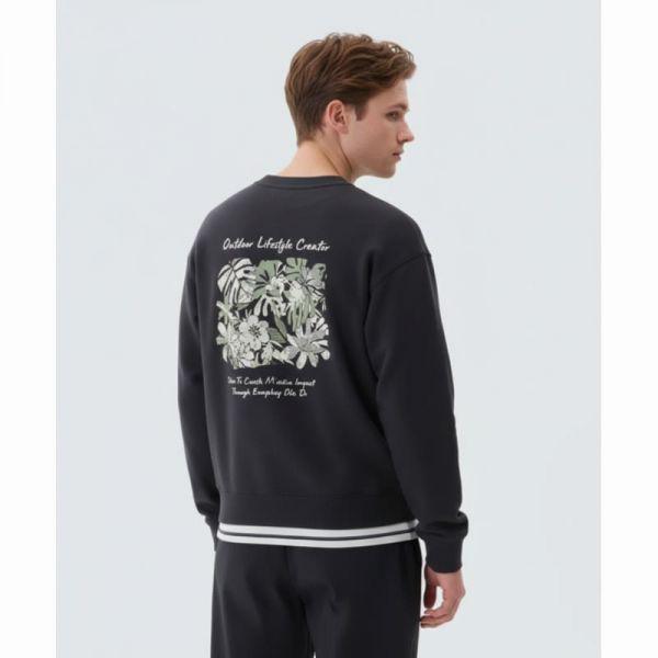 SNOWPEAK APPAREL 女性 トロピカル グラフィック セミクロップ スウェットシャツ S25SWFHT53 ダークチャコール