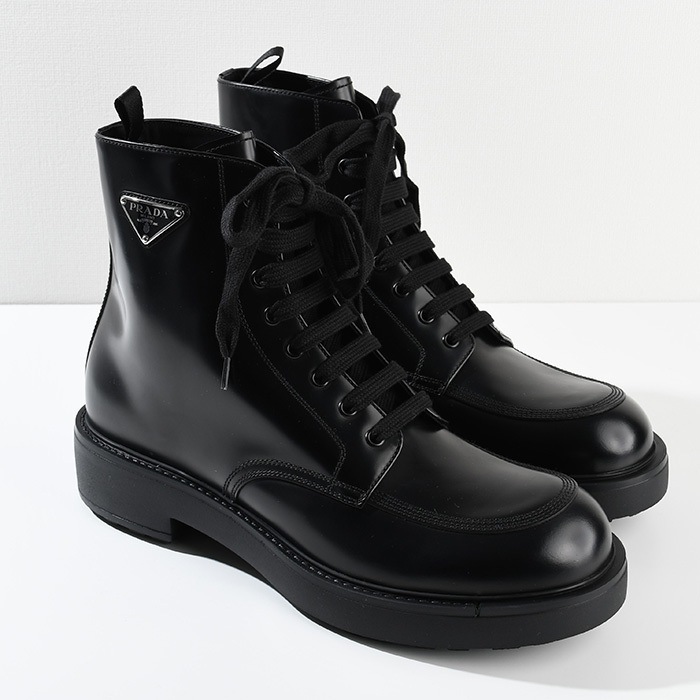 ブーツ 靴 ブラッシュドレザー 2TG220 055 メンズ ブラック レースアップ カーフスキン ブーティ トライアングルロ