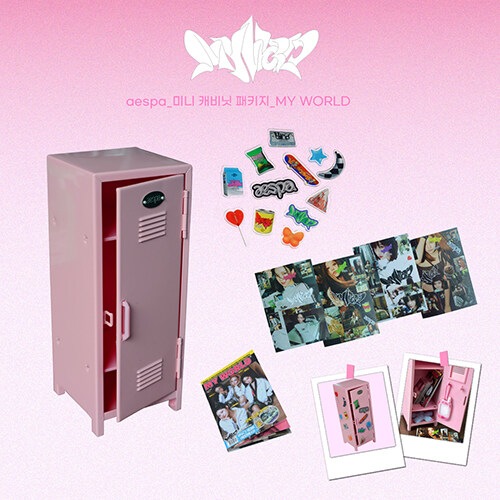 [グッズ] aespa_ミニ キャビネット パッケージ_MYWORLD / 미니 캐비닛 패키지 / ミニキャビネット+ステッカー+アクリルマグネット+ミニマガジン+パッケージボックス