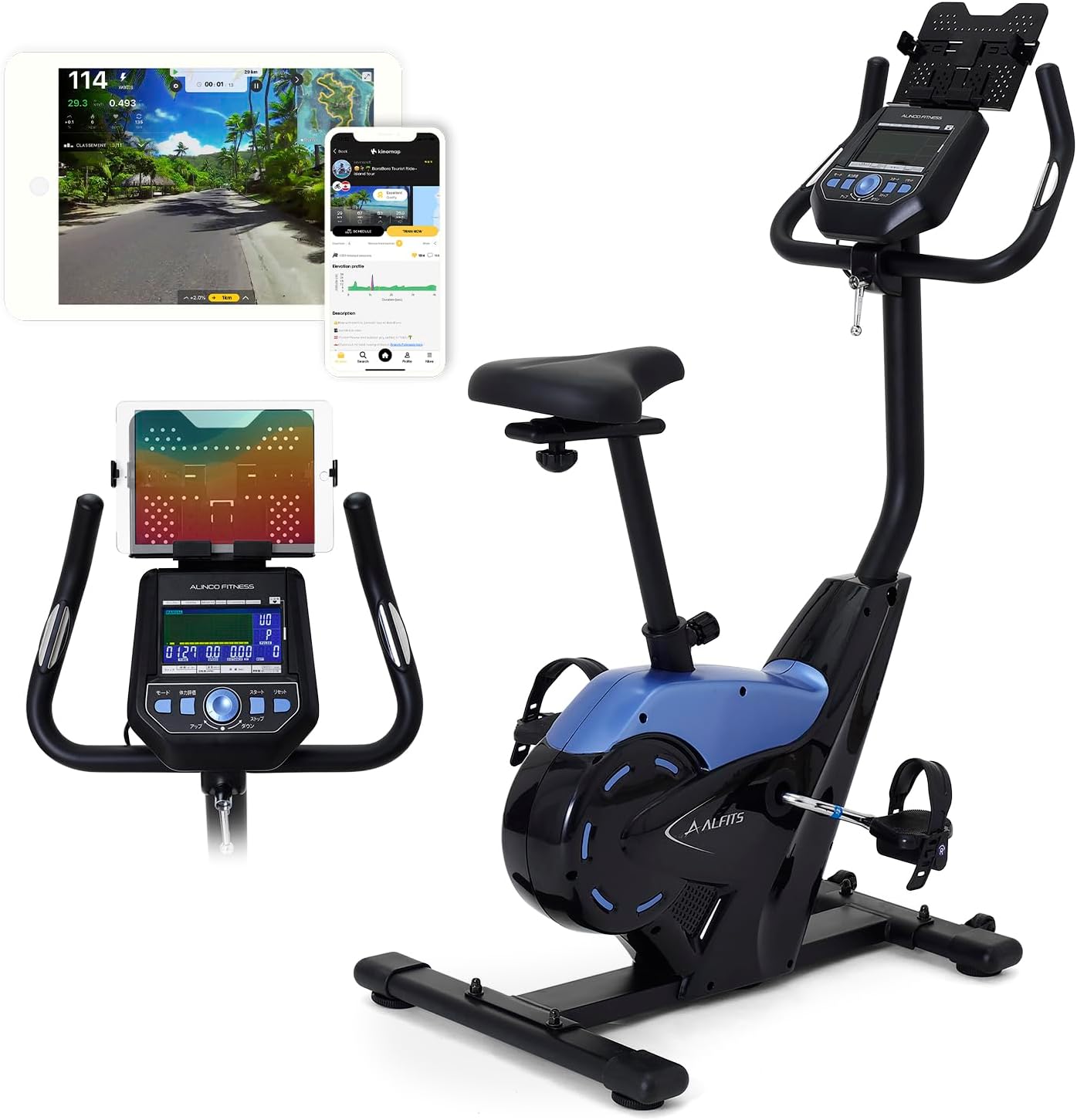 3)ブラック/プログラム機能/アプリ連動 アルインコ(ALINCO) フィットネスバイク エクササイズフロアマット アドバンストバイク エクササイズフロアマット電磁負荷方式 スポーツクラブ運動が出来る 28,252円