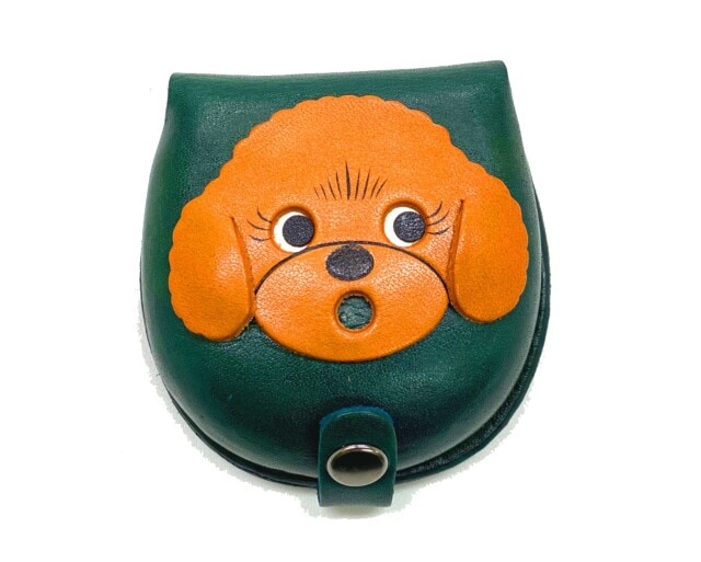 トイプードル カラーコインケース 緑　小銭入れ/財布 レザー/本革 VANCA/バンカクラフト