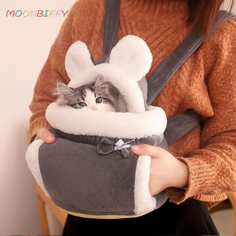 ペットキャリアバッグ,小型犬の猫のバックパック,暖かい柔らかいぬいぐるみ,ペット用,屋外散歩,旅行,ハンギングチェストバッグ