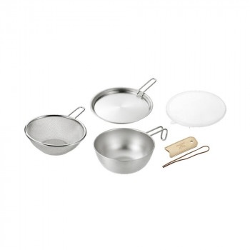 燕熟の技 シェラカップ/ボウル18cm＆手付きザル/蓋トレー/シリコン蓋/レザーカバー付き EJSB-950