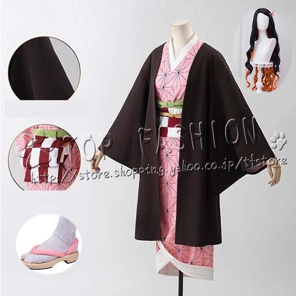 【工場直売 品質保証】コスチューム 風 竈門 禰豆子 コスプレ衣装 ウィッグ 靴 cosplay コスチューム 変装仮装 ハロウィン クリスマス