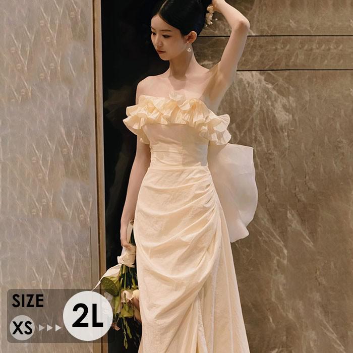 コスパ最高ウエディング ドレス ベアショルダー ワンピース 大人 ピアノ 発表会 ロングドレス 小さいサイズ 結婚式 母親 演奏会ドレス レディース ロング丈 披露宴 ピアノ発表会 韓国 イブニングド