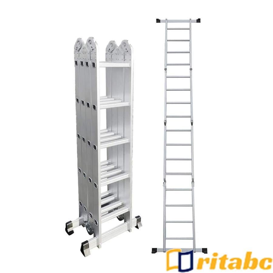 多機能はしご アルミ製はしご 伸縮 折りたたみはしご 5.7m プレート付きはしご兼用脚立 はしご 足場台 剪定 作業台 軽量 持ち運びに便利 耐荷重150kg zm220516