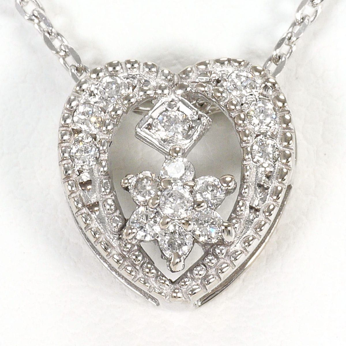 K9 9金 WG ホワイトゴールド ネックレス ダイヤモンド 0.15ct 総重量約3.0g 約40cm ジュエリー 中古