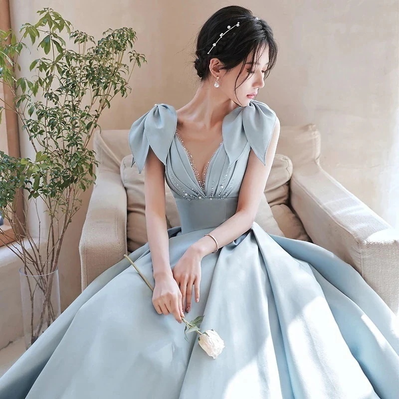 大人気ドレス2025新型トップス高級質感ドレス韓国ファッションワンピース成人式結婚式ドレス パーティードレ スーツロングドレス