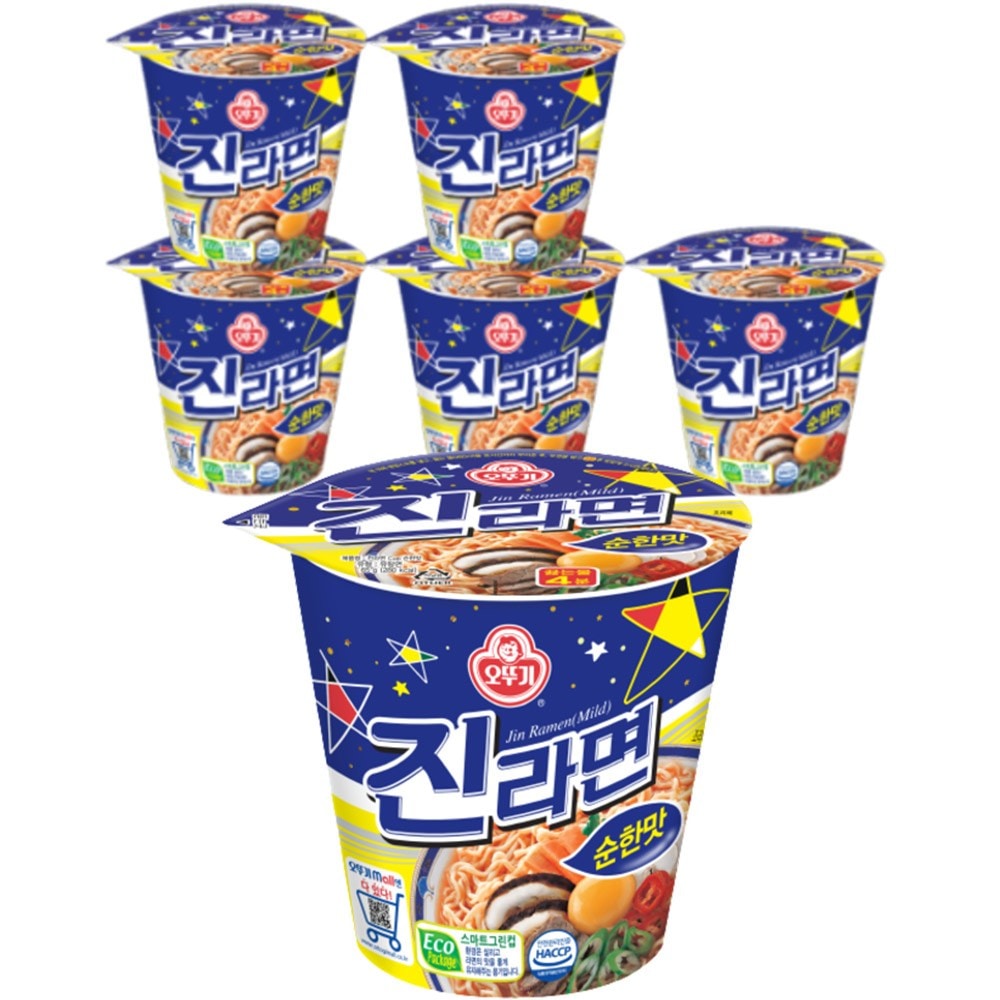 【韓国食品オットゥギ】ジン ラーメン まろやかな味/コシ感 (65gX6個)/カップラーメン/韓国ラーメン/インスタントラーメン/オトギジンラーメン純粋な味小カップ65g6個
