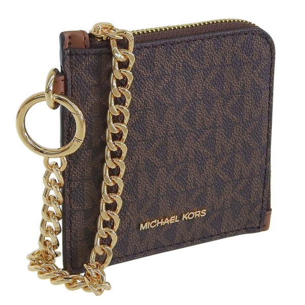 マイケルコース カードケース コインケース 小銭入れ レディース アウトレット ブラウン JET SET TRAVEL MD ZA WALLET W/CHAIN 35S6GTVC6B-BROWN MI