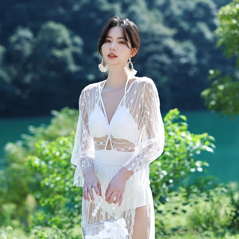 夏【HY.上品】レースカバー ワンピース水着 体型カバー レディース 水着 セクシー キレイ 温泉 ビキニ 水陸両用 ラッシュガード 体型カバー 日焼け止め