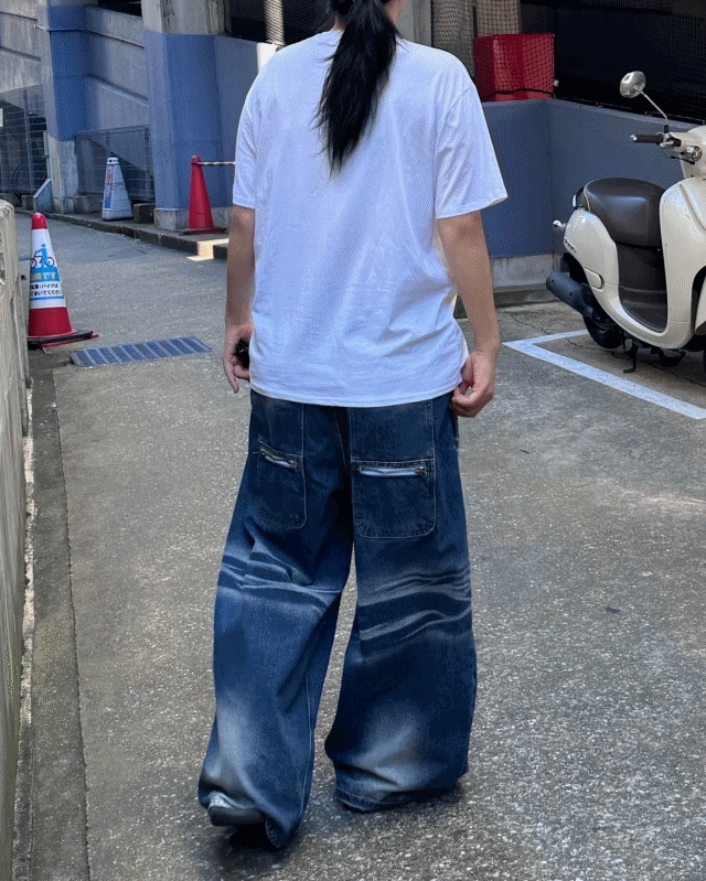 フカバックポケット マキシワイド デニムパンツ