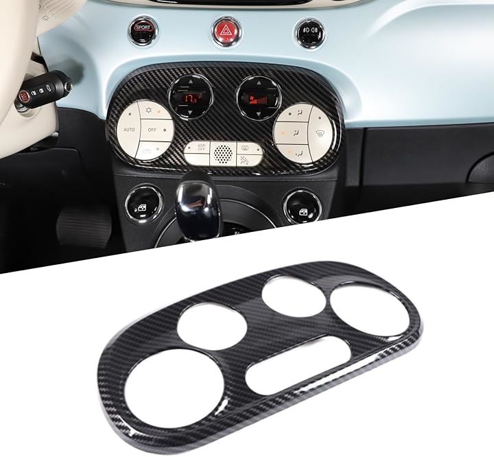 フィアット 500 2016年～現行専用 ボタンカバーパネル センターコンソールカバー フレーム フレームステッカー エアコンスイッチパネル コントロール 保護カバー(カーボン調)