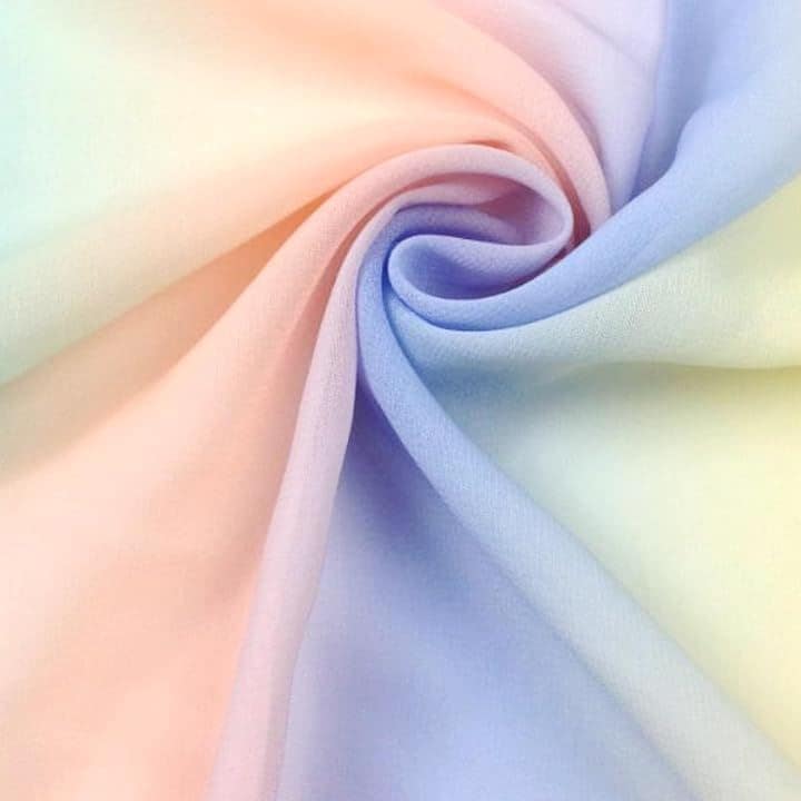 レインボー ソフト シフォン 生地 幅1.5m 手芸 グラデーション カラフル 透ける 布 薄手 虹( レインボー, 5m)